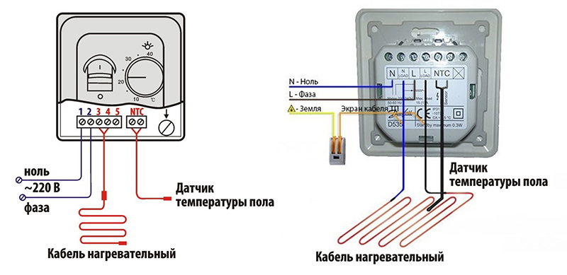 Стандартная схема подключения термостата