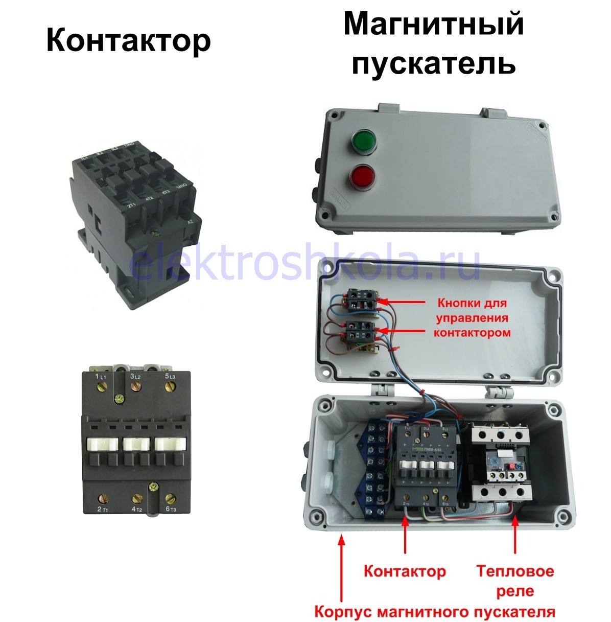 разница между контактором и магнитным пускателем