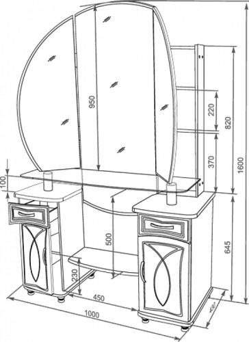Чертеж туалетного столика