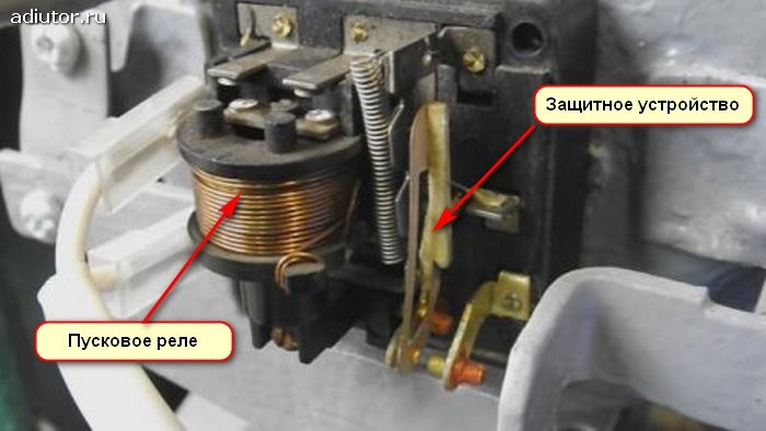 Пусковое реле со снятой крышкой