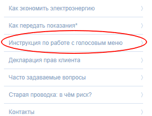 На левой панели внизу выберите вкладку "Инструкция по работе с голосовым меню"