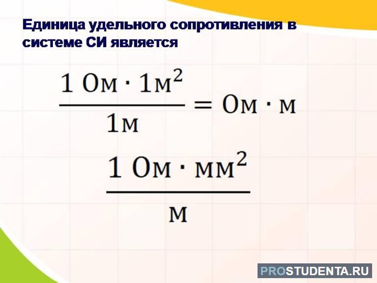 Формула удельного сопротивления 