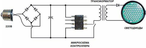 Схема светодиодной лампы