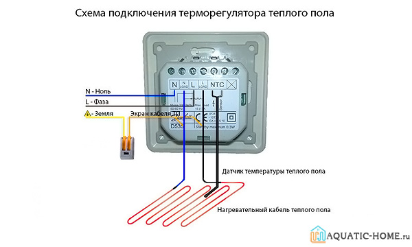 Схема подключения терморегулятора